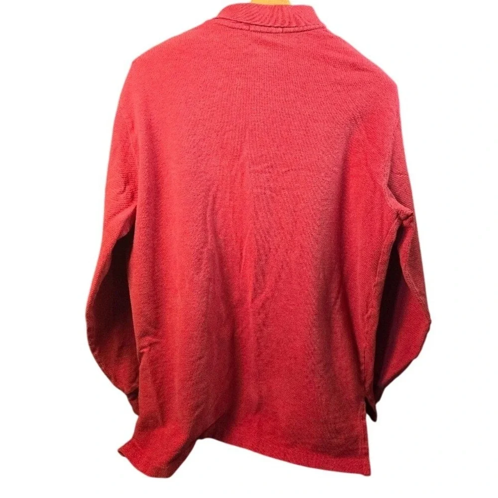 Polo Ralph‎ Lauren Mens Long Sleeve Polo Shirt Red Pique Cotton Pony Logo Large